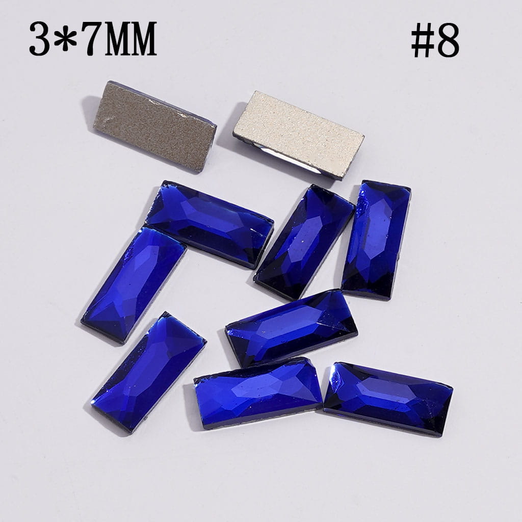 DIY Mini Rectangle Rhinestones Charms for Jewelry Accessories Rhinestones Adding, 3*7MM Multi-Color