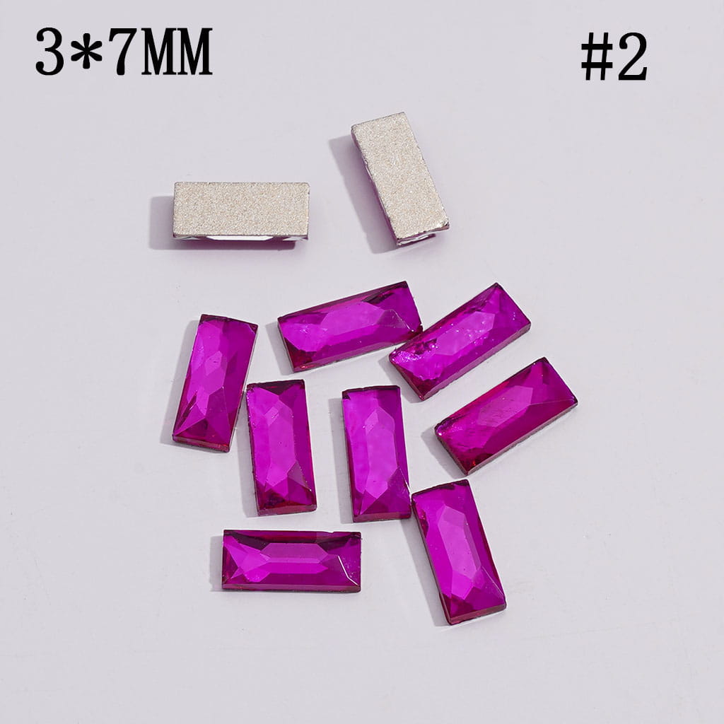 DIY Mini Rectangle Rhinestones Charms for Jewelry Accessories Rhinestones Adding, 3*7MM Multi-Color