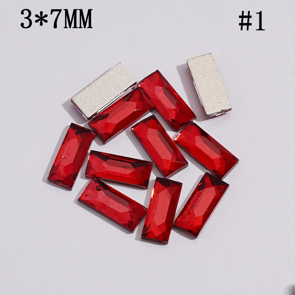 DIY Mini Rectangle Rhinestones Charms for Jewelry Accessories Rhinestones Adding, 3*7MM Multi-Color