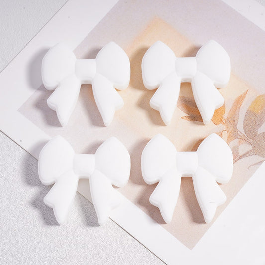 Silicone Focal Beads Cute White Bowknot