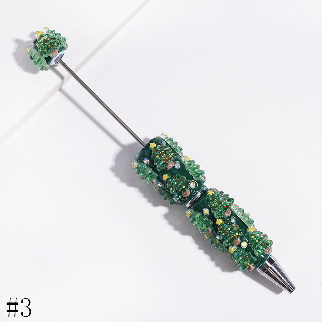 AB Rhinestones and Christmas Tree with Sequin Beadable Clay Pens, Multi-Color