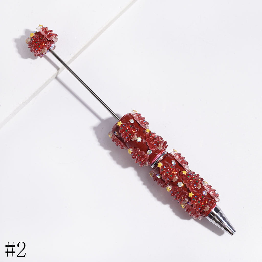 AB Rhinestones and Christmas Tree with Sequin Beadable Clay Pens, Multi-Color