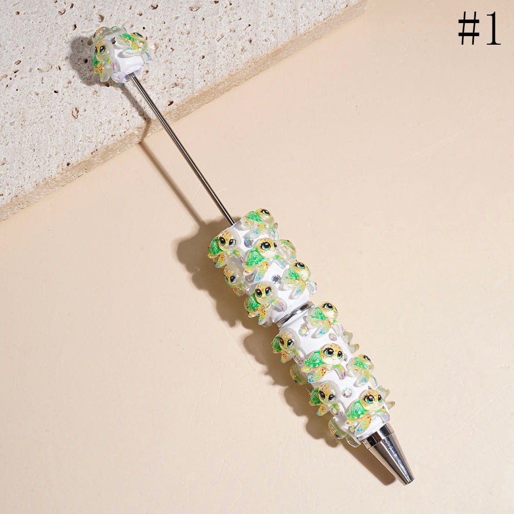 Beadable Clay Pens Colorful Turtle Series and AB Rhinestone, Multi-Color