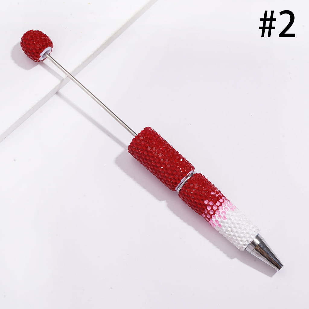 Beadable Clay Pens with Bling Bling Fluorescent Colors Rhinestones Covered the Entire Pens, Three Layer Rhinestones