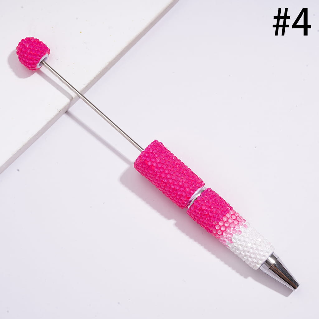 Beadable Clay Pens with Bling Bling Fluorescent Colors Rhinestones Covered the Entire Pens, Three Layer Rhinestones