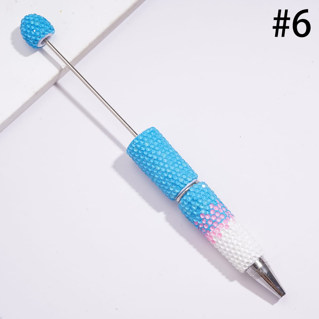 Beadable Clay Pens with Bling Bling Fluorescent Colors Rhinestones Covered the Entire Pens, Three Layer Rhinestones