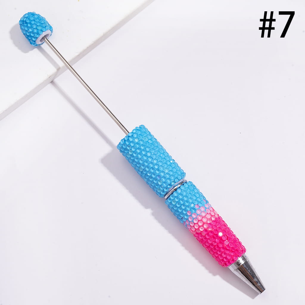 Beadable Clay Pens with Bling Bling Fluorescent Colors Rhinestones Covered the Entire Pens, Three Layer Rhinestones
