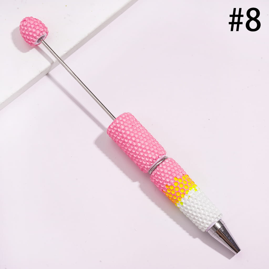 Beadable Clay Pens with Bling Bling Fluorescent Colors Rhinestones Covered the Entire Pens, Three Layer Rhinestones