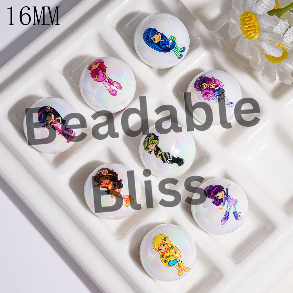 UV-Coated Acrylic Beads for Bracelets Berry Girl Series, 16MM Random Mix
