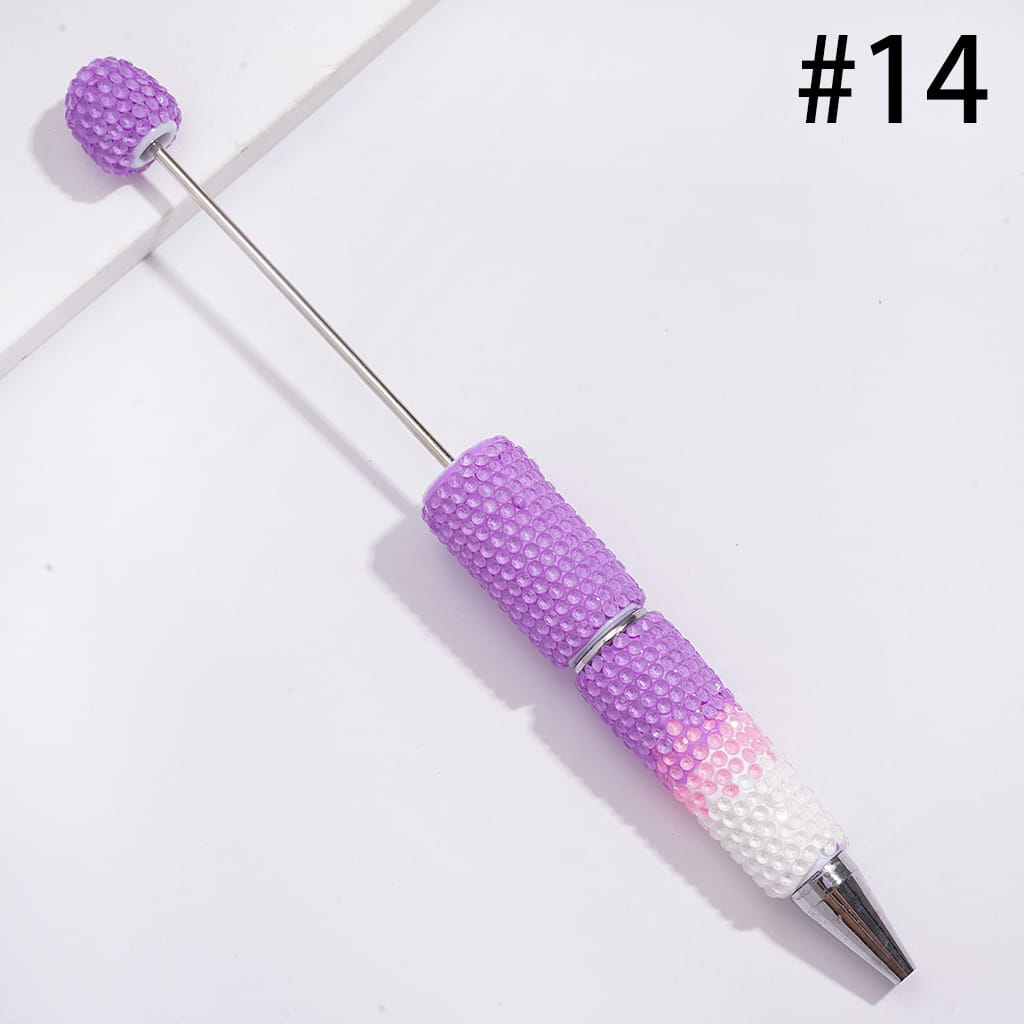 Beadable Clay Pens with Bling Bling Fluorescent Colors Rhinestones Covered the Entire Pens, Three Layer Rhinestones