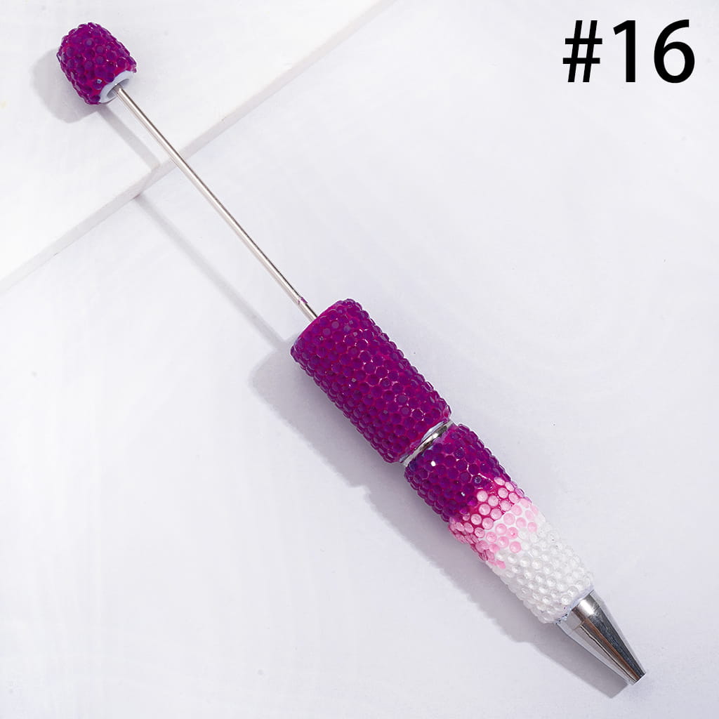 Beadable Clay Pens with Bling Bling Fluorescent Colors Rhinestones Covered the Entire Pens, Three Layer Rhinestones