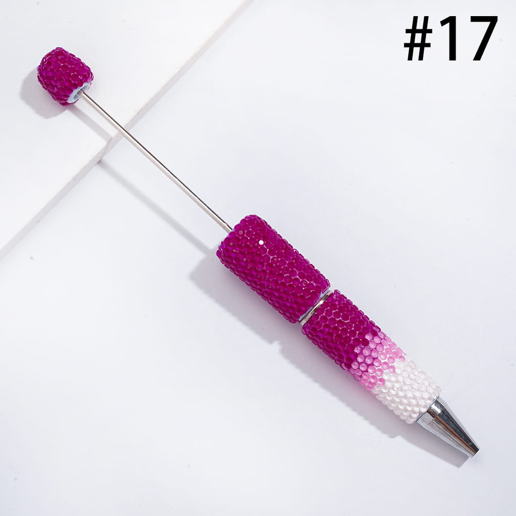 Beadable Clay Pens with Bling Bling Fluorescent Colors Rhinestones Covered the Entire Pens, Three Layer Rhinestones