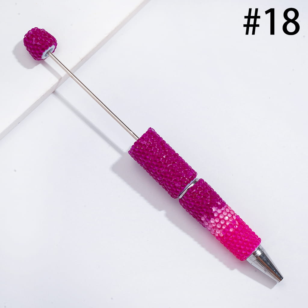 Beadable Clay Pens with Bling Bling Fluorescent Colors Rhinestones Covered the Entire Pens, Three Layer Rhinestones