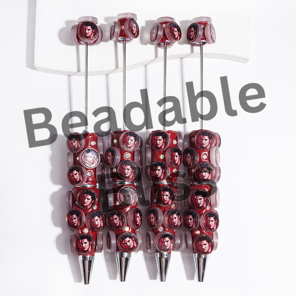 Round Design with American Singer and AB Rhinestones Beadable Clay Pens