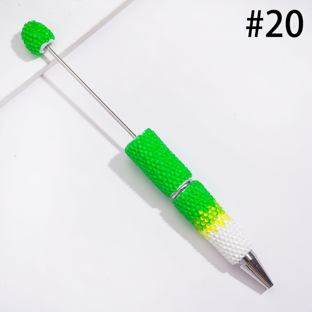 Beadable Clay Pens with Bling Bling Fluorescent Colors Rhinestones Covered the Entire Pens, Three Layer Rhinestones