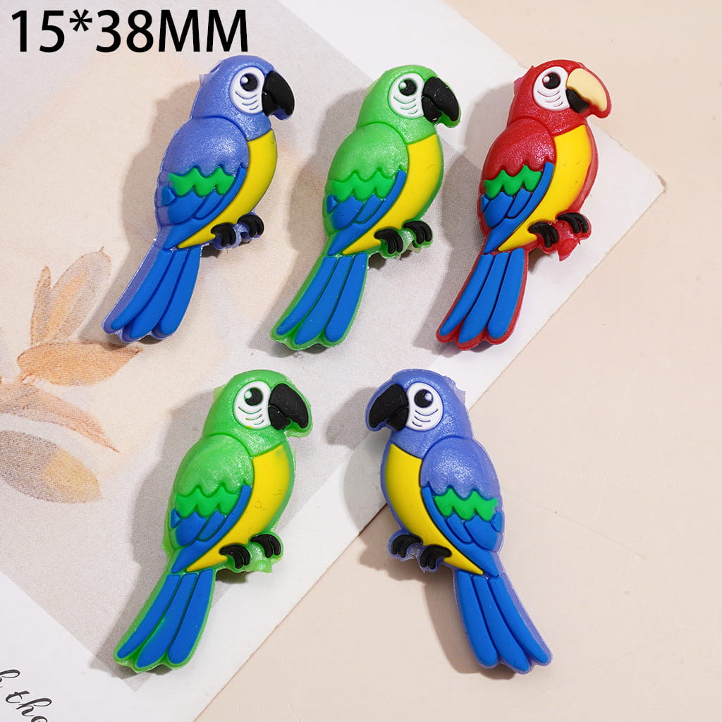 Silicone Focal Beads 3D Vivid Parrot Theme, Multi- Color