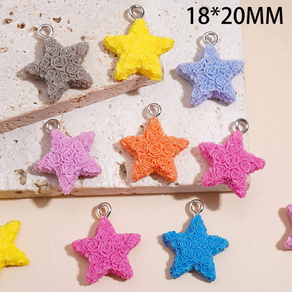 Acrylic Charms Pendants Frosted Rose Flowers Star, 18*20MM, Various Color, Tiny, Random Mix
