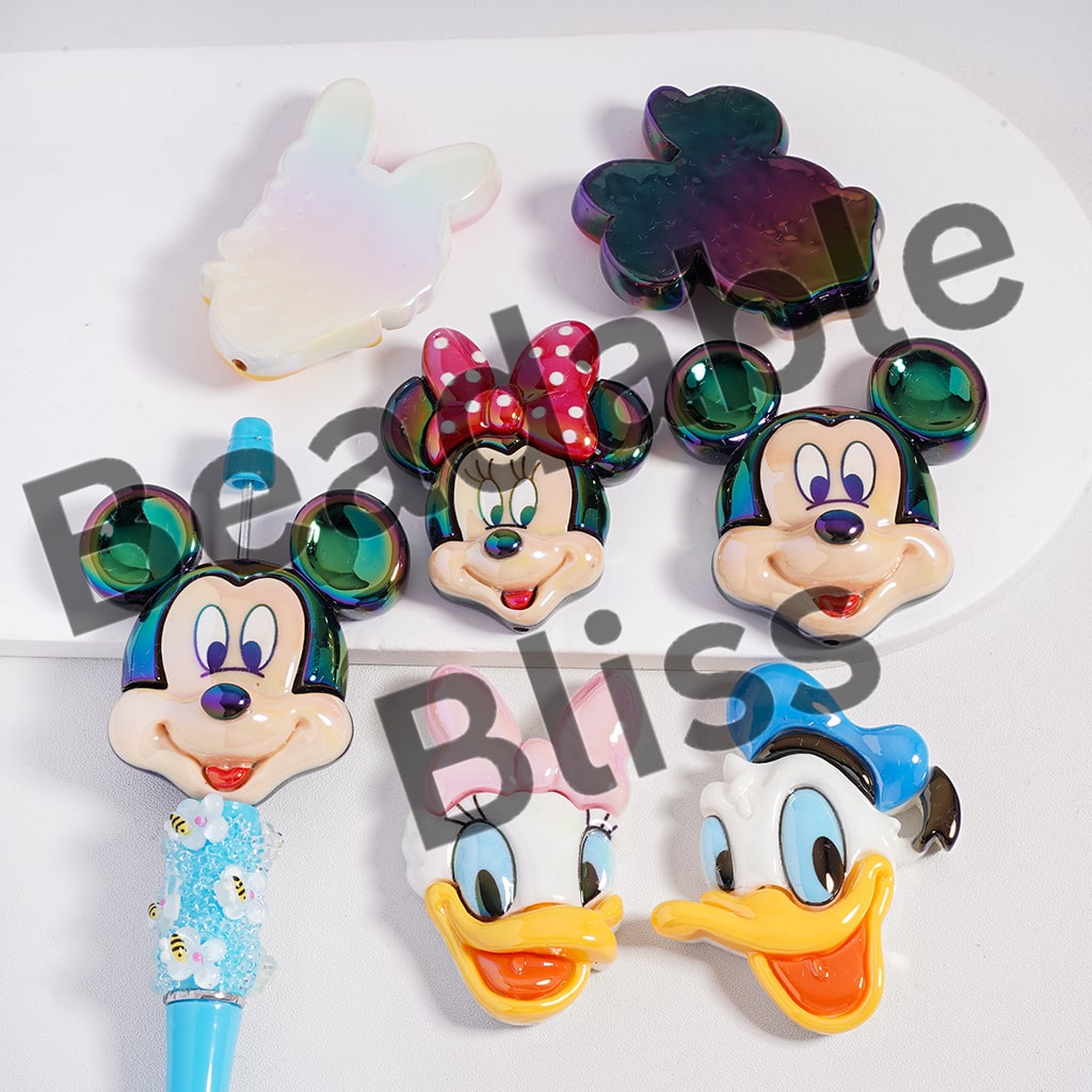 Acrylic Beads UV Coating Cute Mouse and Duck Characters Series