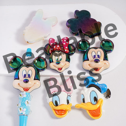 Acrylic Beads UV Coating Cute Mouse and Duck Characters Series