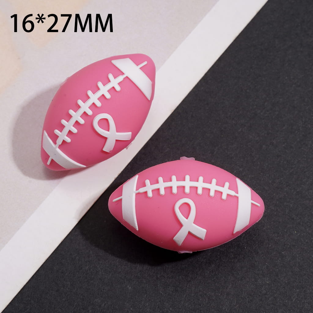 Silicone Focal Beads 3D Silk Ribbon Breast Cancer Awareness Pink Series