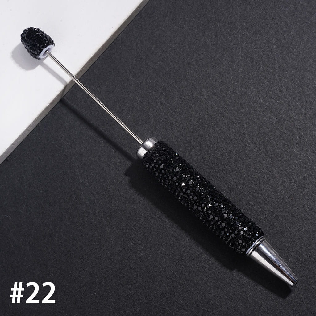 Beadable Clay Pens with Rhinestones Covered Entire the Pens, Silver Metal Ring, Multi-Color