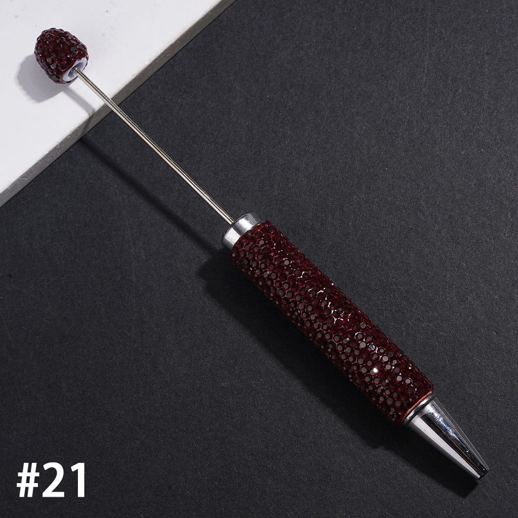 Beadable Clay Pens with Rhinestones Covered Entire the Pens, Silver Metal Ring, Multi-Color