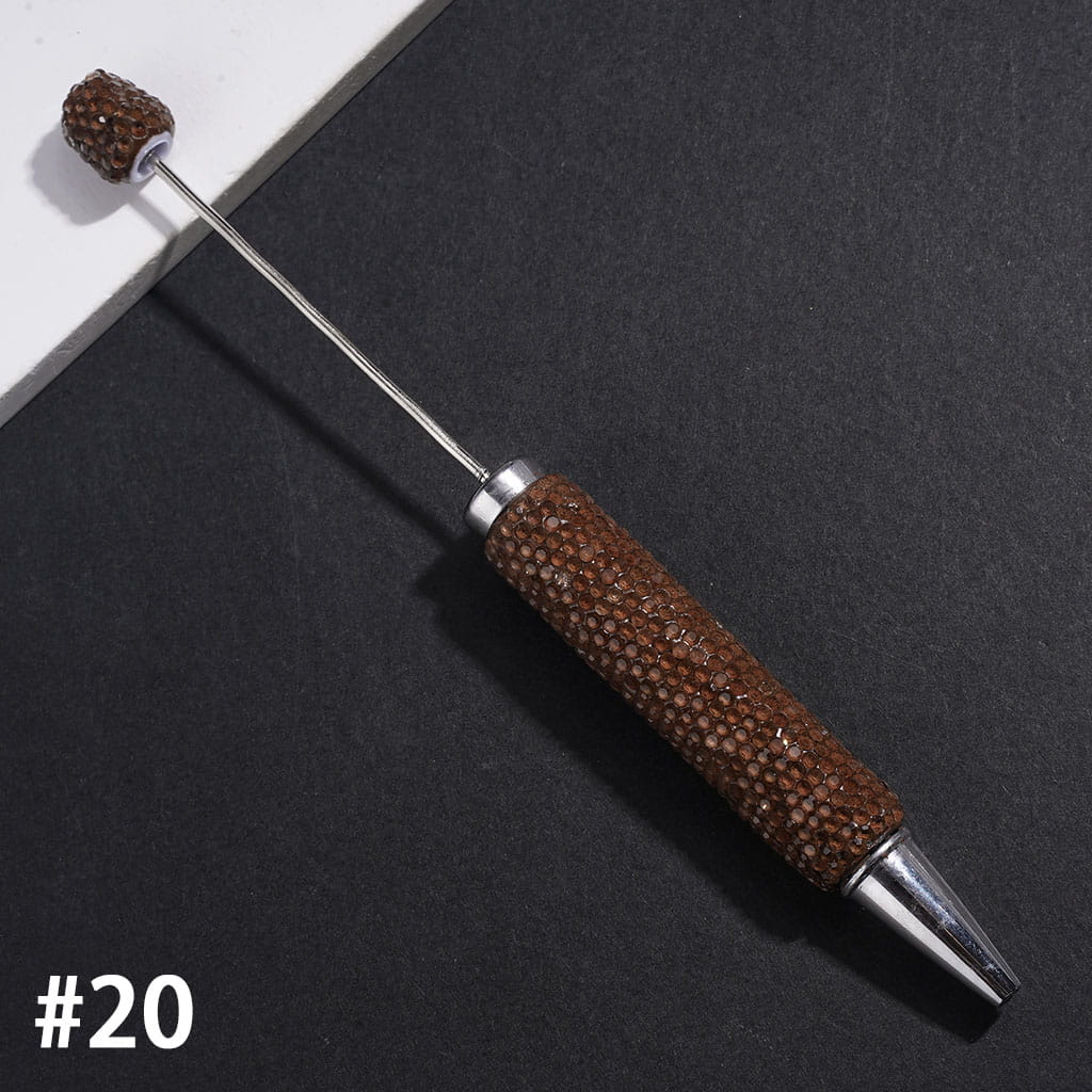 Beadable Clay Pens with Rhinestones Covered Entire the Pens, Silver Metal Ring, Multi-Color
