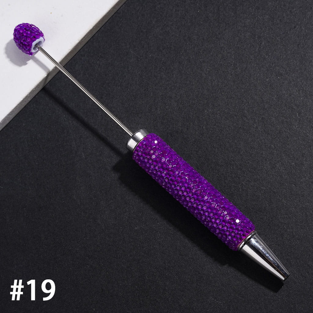 Beadable Clay Pens with Rhinestones Covered Entire the Pens, Silver Metal Ring, Multi-Color