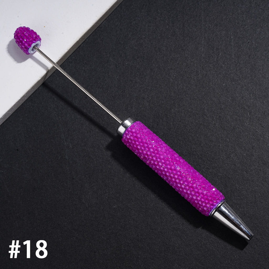 Beadable Clay Pens with Rhinestones Covered Entire the Pens, Silver Metal Ring, Multi-Color