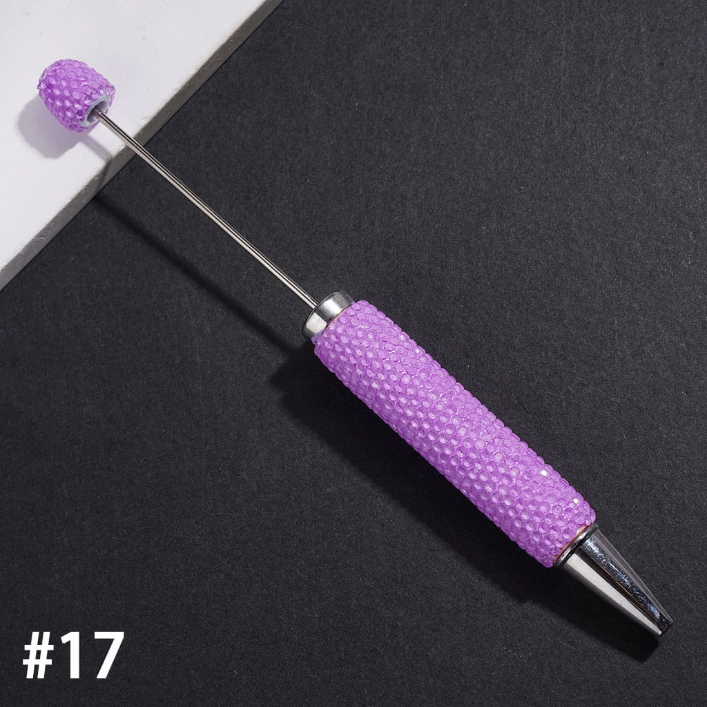 Beadable Clay Pens with Rhinestones Covered Entire the Pens, Silver Metal Ring, Multi-Color