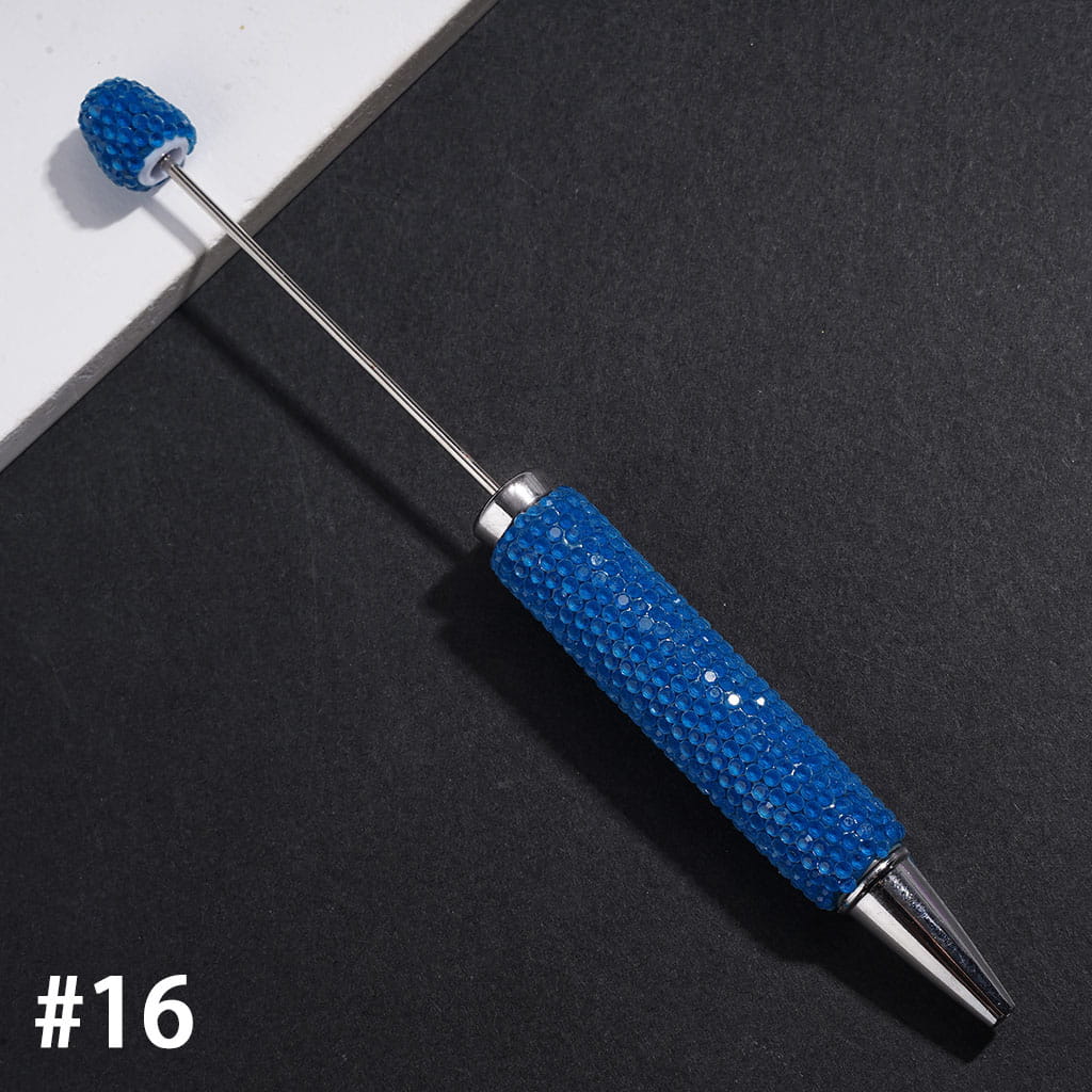 Beadable Clay Pens with Rhinestones Covered Entire the Pens, Silver Metal Ring, Multi-Color