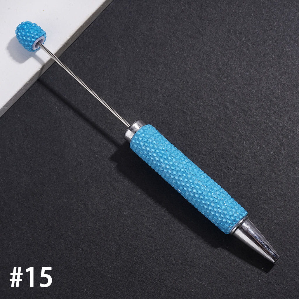 Beadable Clay Pens with Rhinestones Covered Entire the Pens, Silver Metal Ring, Multi-Color
