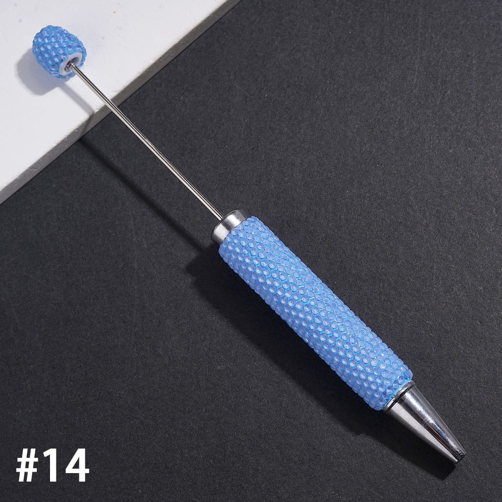Beadable Clay Pens with Rhinestones Covered Entire the Pens, Silver Metal Ring, Multi-Color