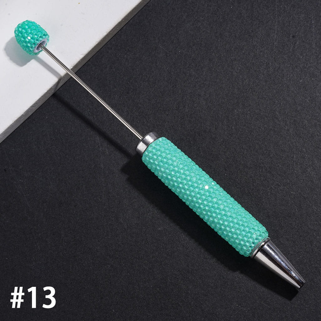 Beadable Clay Pens with Rhinestones Covered Entire the Pens, Silver Metal Ring, Multi-Color