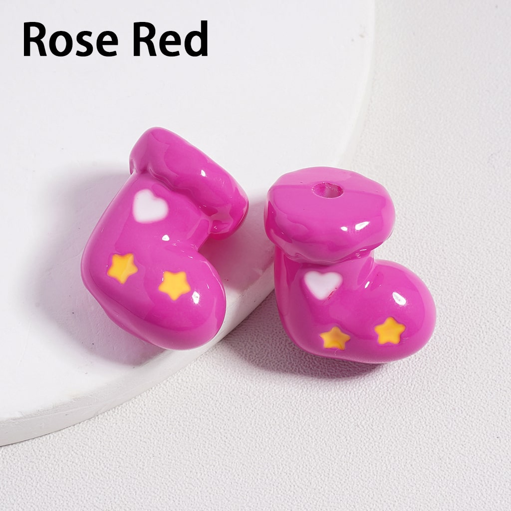 Acrylic Beads Christmas Socks with Colorful Hearts, Gifts Random Mix Height 20 MM