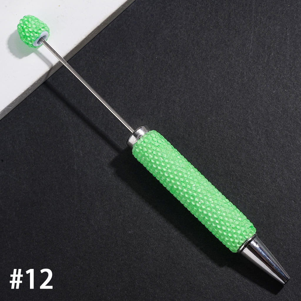 Beadable Clay Pens with Rhinestones Covered Entire the Pens, Silver Metal Ring, Multi-Color