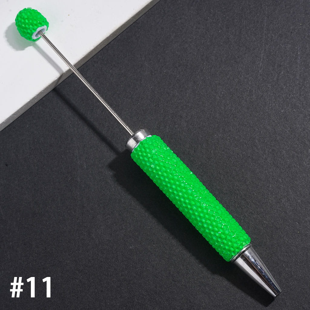 Beadable Clay Pens with Rhinestones Covered Entire the Pens, Silver Metal Ring, Multi-Color