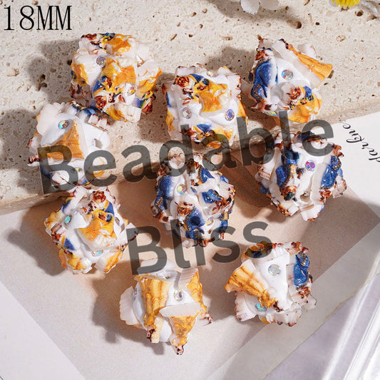Clay Beads with Classic Beautiful Princess and Wild Beast Character, AB Rhinestones, 18MM Random Mix