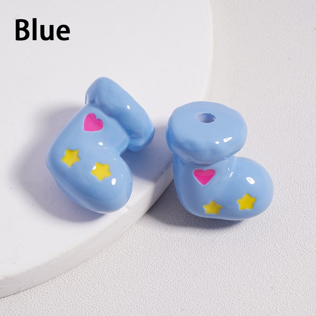 Acrylic Beads Christmas Socks with Colorful Hearts, Gifts Random Mix Height 20 MM