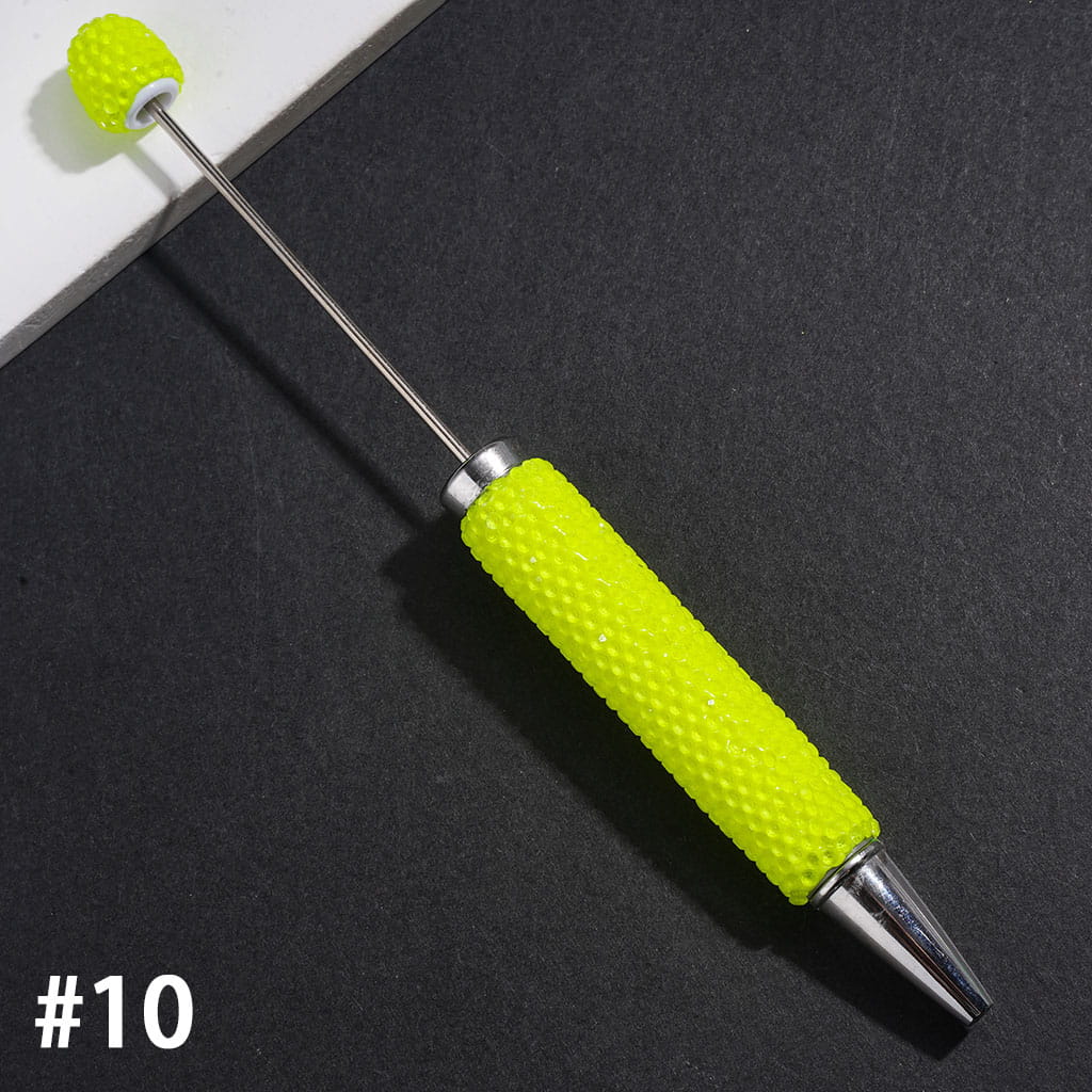 Beadable Clay Pens with Rhinestones Covered Entire the Pens, Silver Metal Ring, Multi-Color
