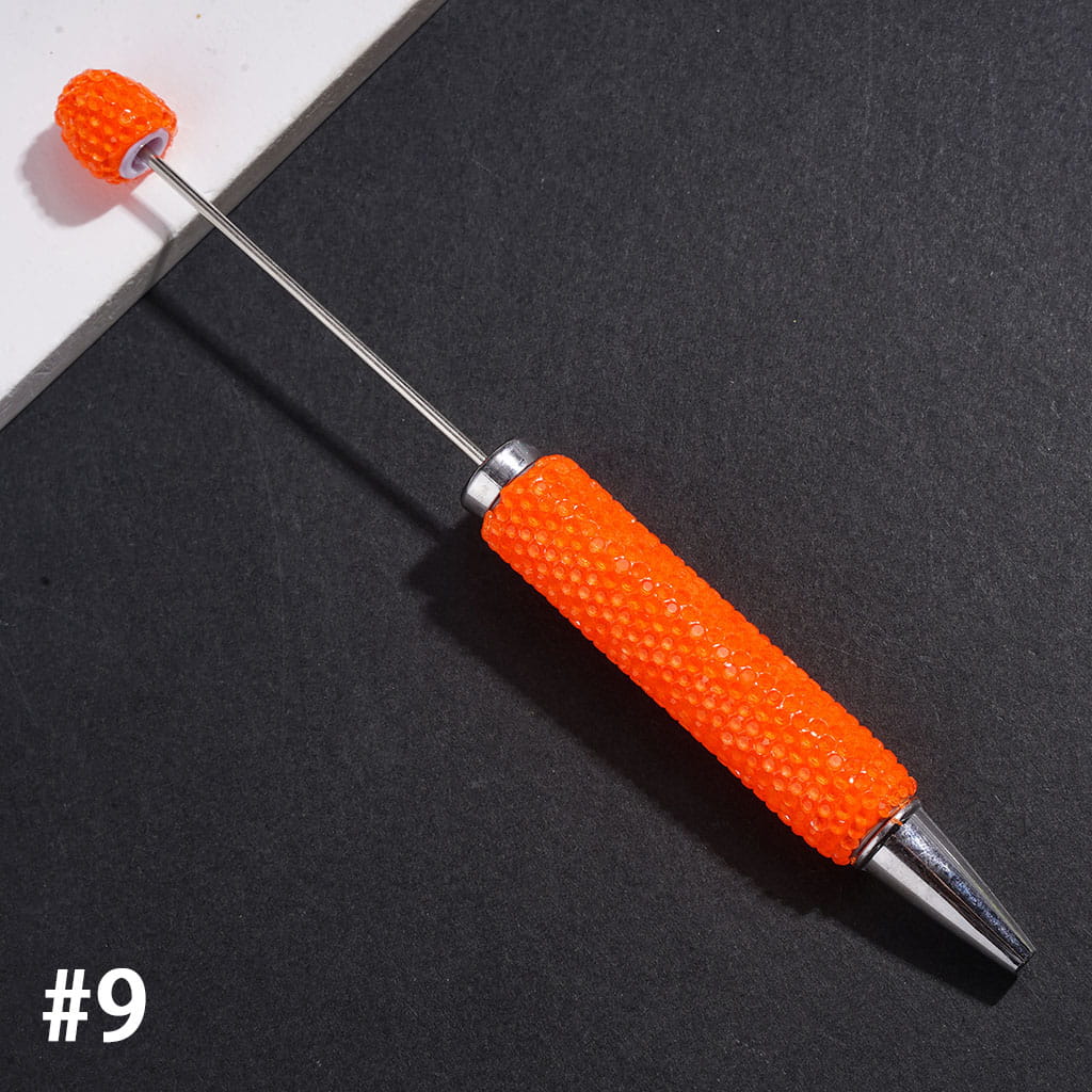 Beadable Clay Pens with Rhinestones Covered Entire the Pens, Silver Metal Ring, Multi-Color