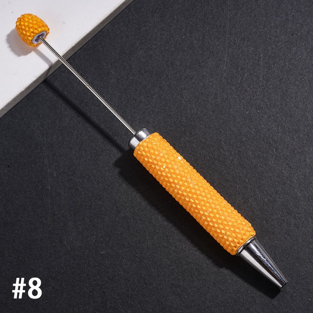 Beadable Clay Pens with Rhinestones Covered Entire the Pens, Silver Metal Ring, Multi-Color