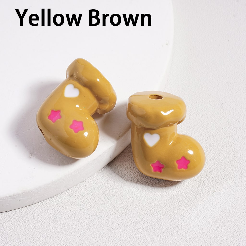 Acrylic Beads Christmas Socks with Colorful Hearts, Gifts Random Mix Height 20 MM