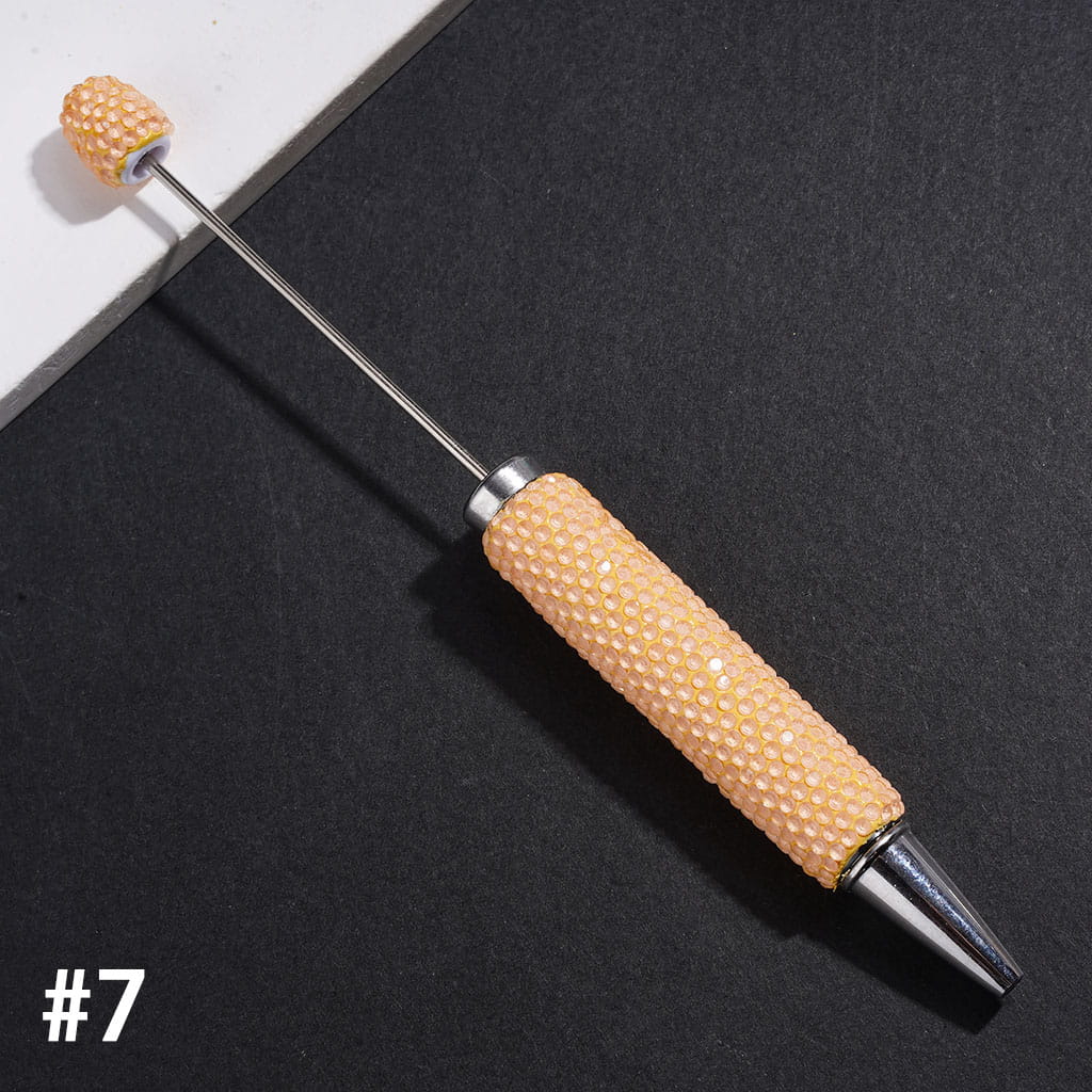 Beadable Clay Pens with Rhinestones Covered Entire the Pens, Silver Metal Ring, Multi-Color