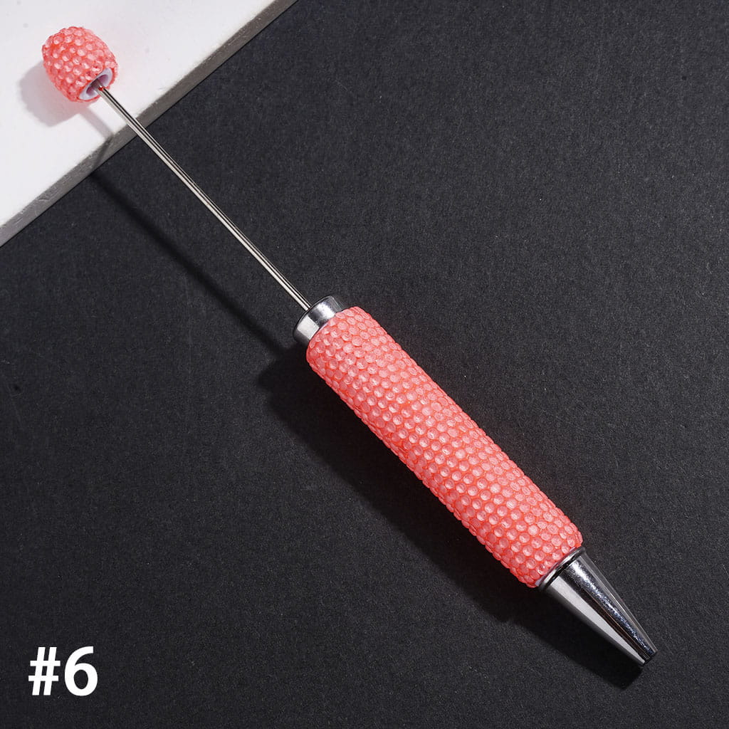 Beadable Clay Pens with Rhinestones Covered Entire the Pens, Silver Metal Ring, Multi-Color