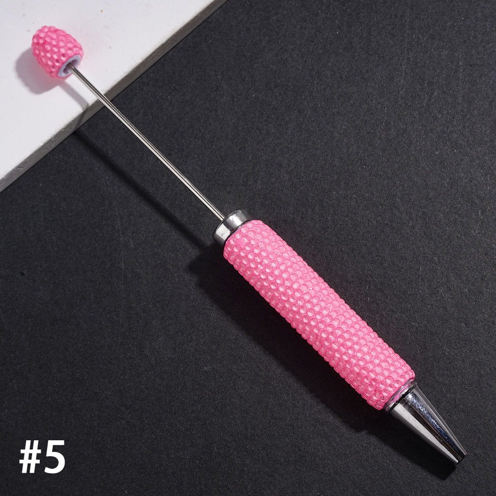 Beadable Clay Pens with Rhinestones Covered Entire the Pens, Silver Metal Ring, Multi-Color