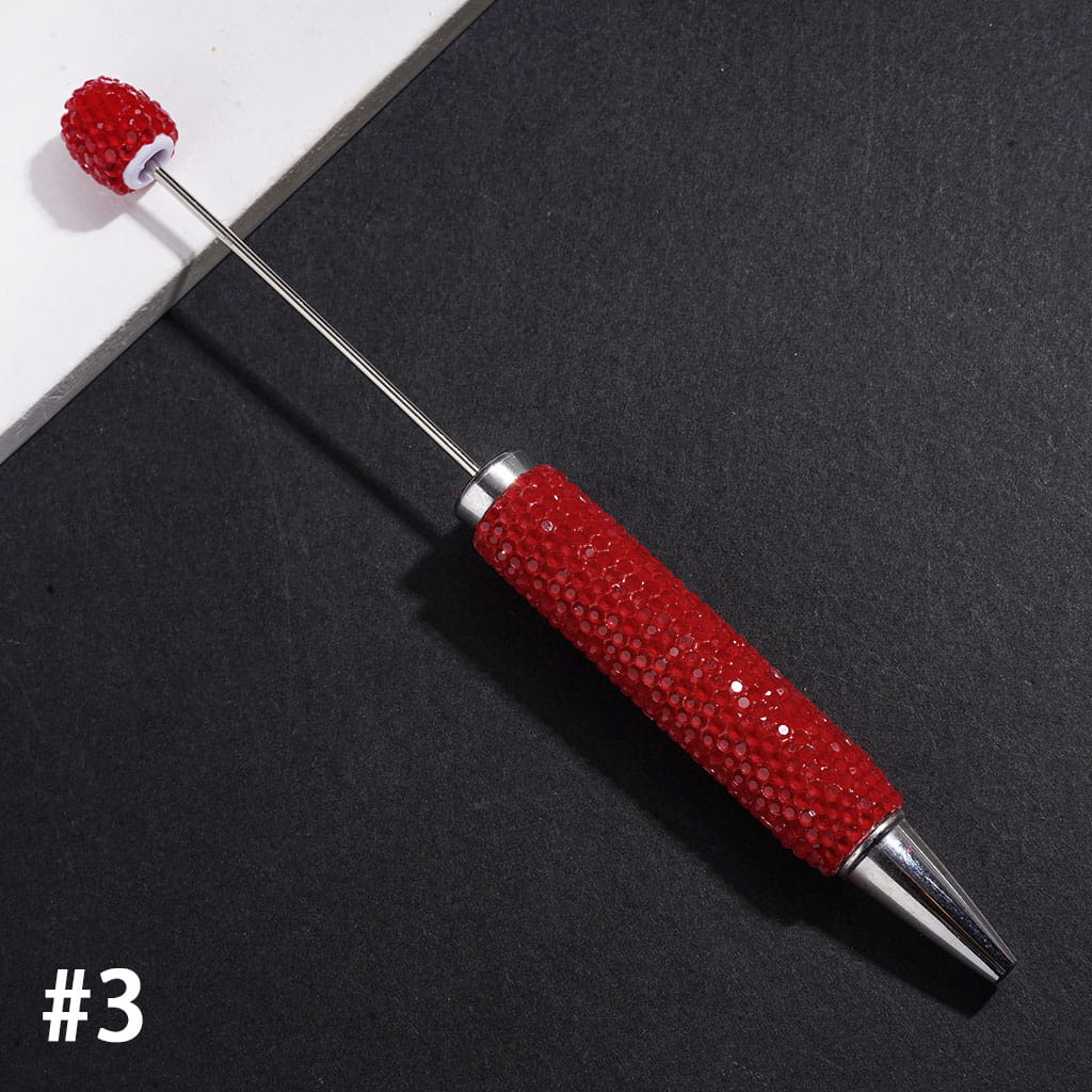 Beadable Clay Pens with Rhinestones Covered Entire the Pens, Silver Metal Ring, Multi-Color