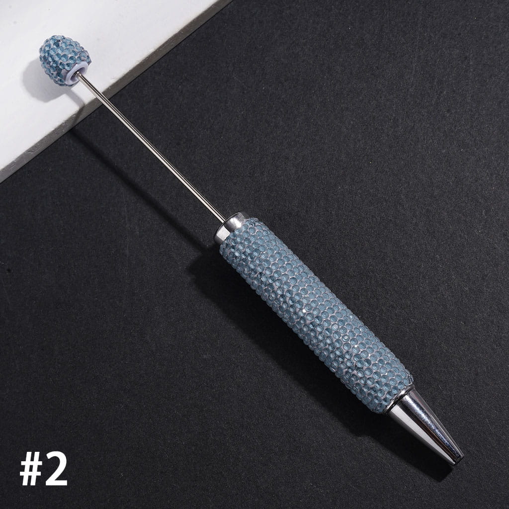 Beadable Clay Pens with Rhinestones Covered Entire the Pens, Silver Metal Ring, Multi-Color