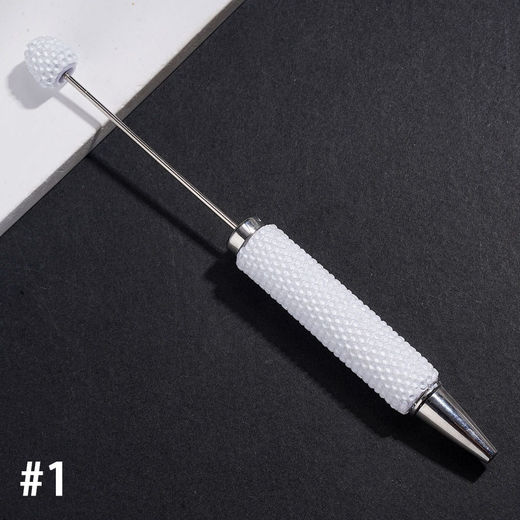 Beadable Clay Pens with Rhinestones Covered Entire the Pens, Silver Metal Ring, Multi-Color