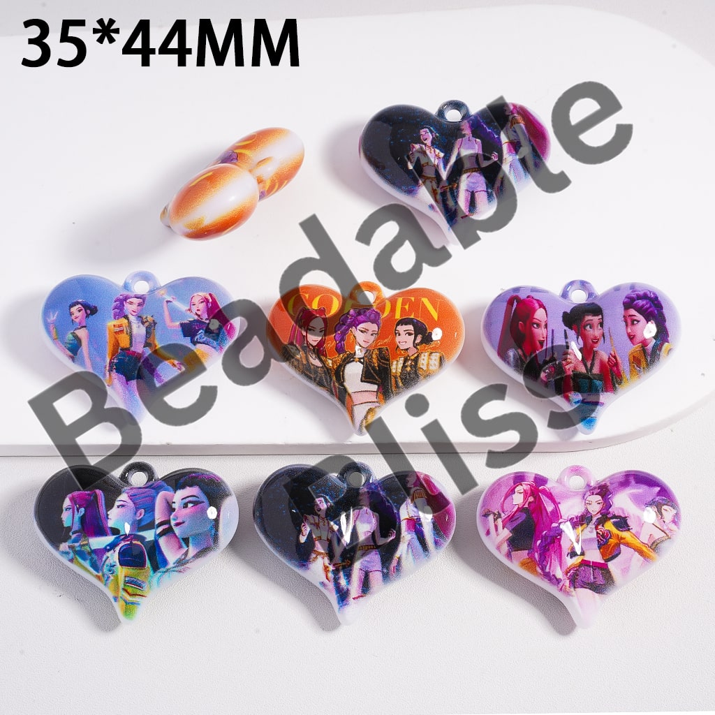Acrylic Pendants Girl Groups Series, Heart Shape 35*44mm